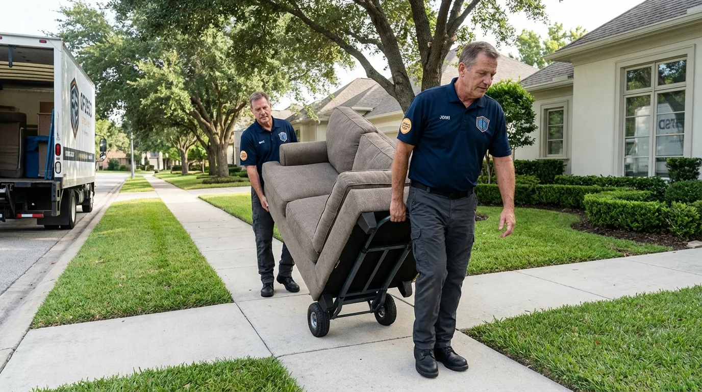 Local residential moving crew loading furniture in Jemez Pueblo, NM